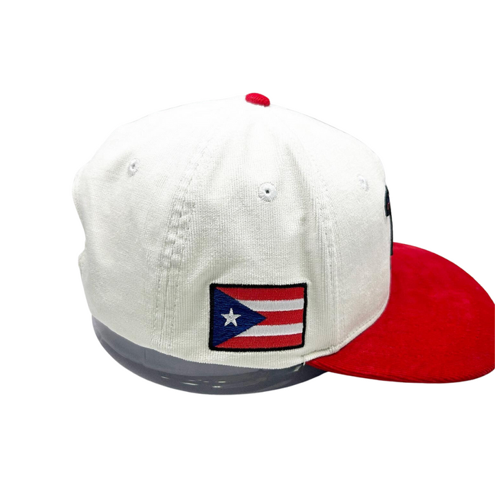 *PRE ORDER* Corduroy/ Suede Hat - Puerto Rico (wht & red)