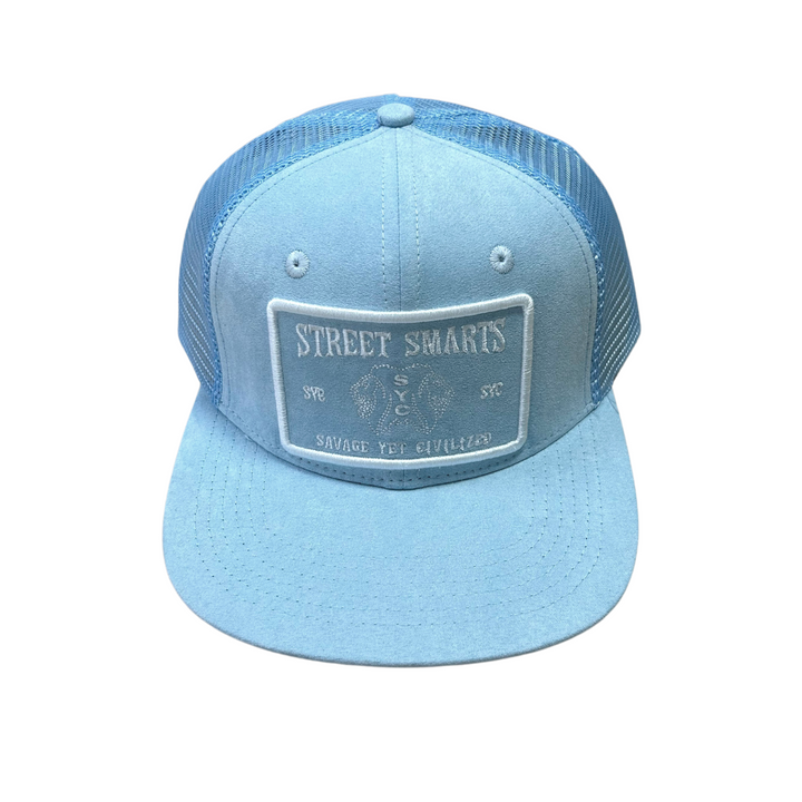 Suede Trucker hat - (Street Smarts) Baby Blue